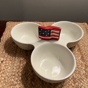 Nora Fleming Retired Triple Bowl with  Patriotic mini.